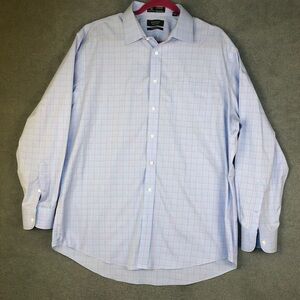 Nordstrom Men’s Plaid long sleeve button down Wrinkle Free shirt 17.5 35
